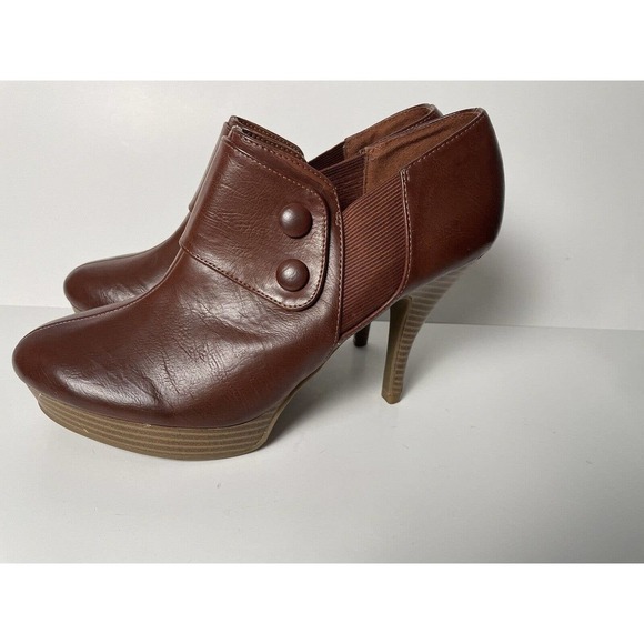 Kenneth Cole Platform Stiletto Booties US Size 10 M Red Brown Stretch Unlisted - Picture 4 of 7